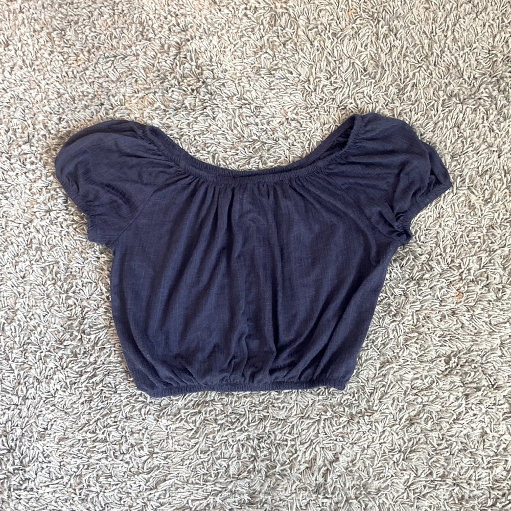 Blue Scrunched Crop Top